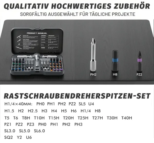 40 in 1 magnetischer Ratschenschraubendreher-Satz: S2-Bits, flexibler Schaft, Ratschengriff, | tragbares Kit für Elektronik, Fahrrad, Möbel | Phillips / Slot / Torx / Hex | Werkzeugkasten und Geschenkidee - Image 4