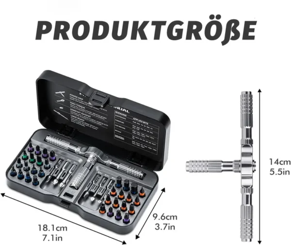 40 in 1 magnetischer Ratschenschraubendreher-Satz: S2-Bits, flexibler Schaft, Ratschengriff, | tragbares Kit für Elektronik, Fahrrad, Möbel | Phillips / Slot / Torx / Hex | Werkzeugkasten und Geschenkidee - Image 6